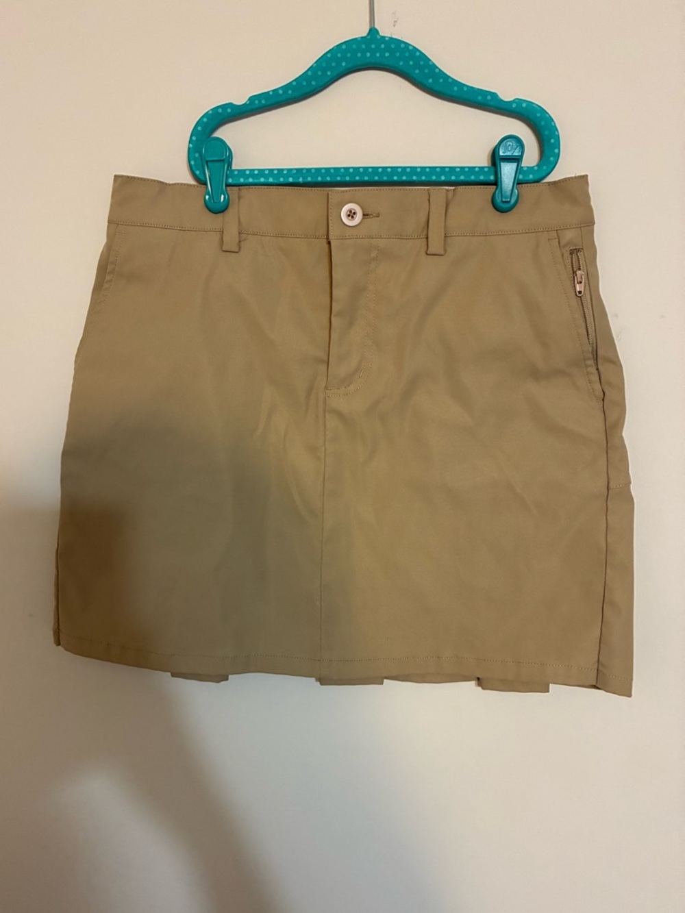 Lands’ End Khaki Tan Casual Skirt Pleated Back Girl’s 16